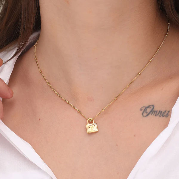 Heart Lock Necklace- 18k Gold Plated