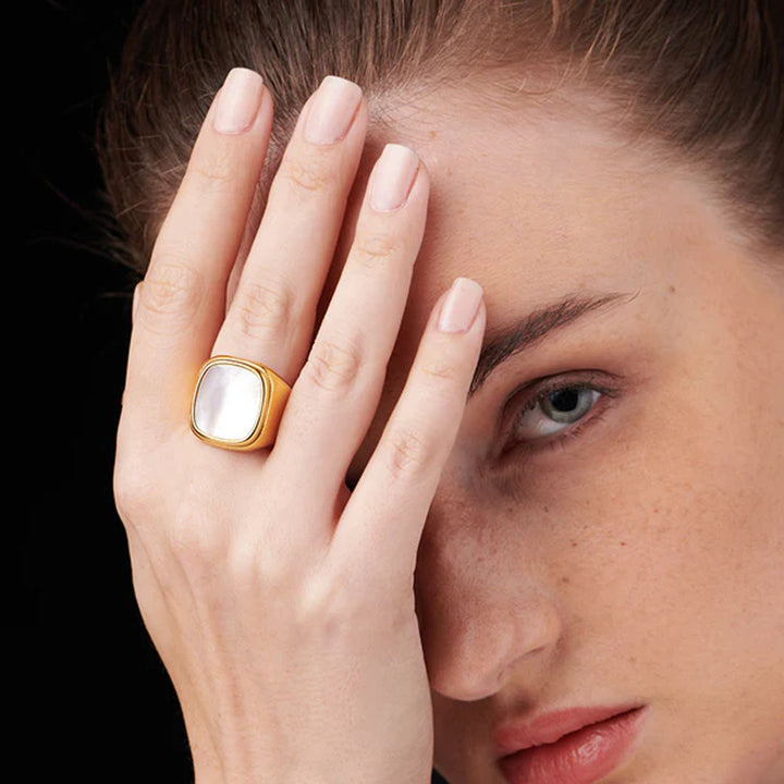 Shop White Galaxy Ring- 18k Gold Plated Palmonas-4
