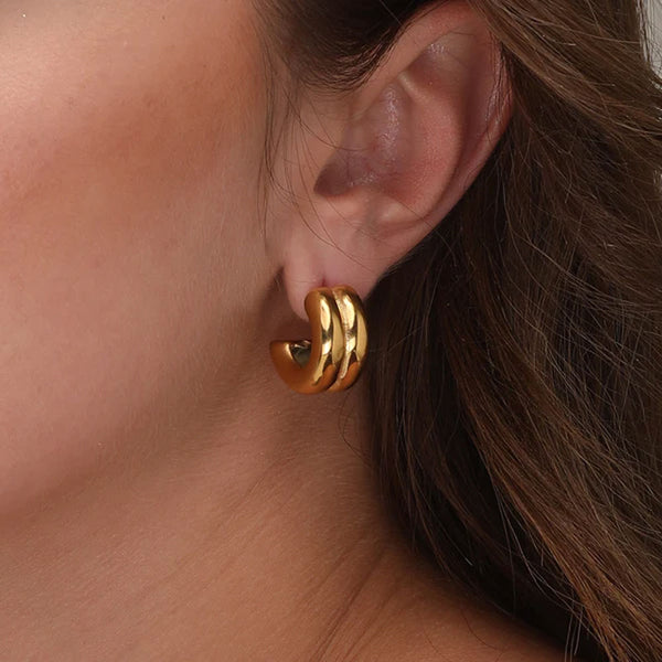Plain Chunky Hoop Earrings- 18k Gold Plated