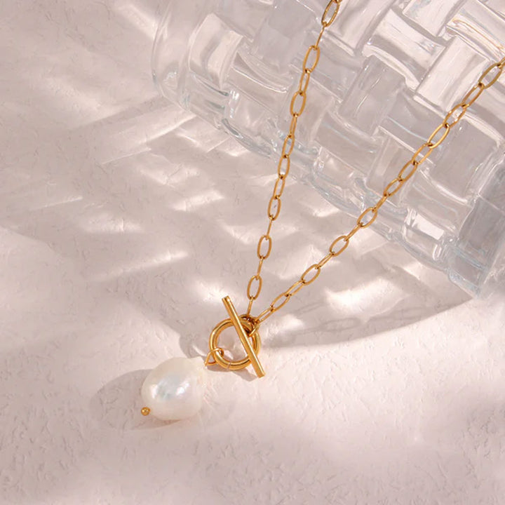 Shop Interlocked Pearl Necklace | 18k Gold Plated Palmonas-6