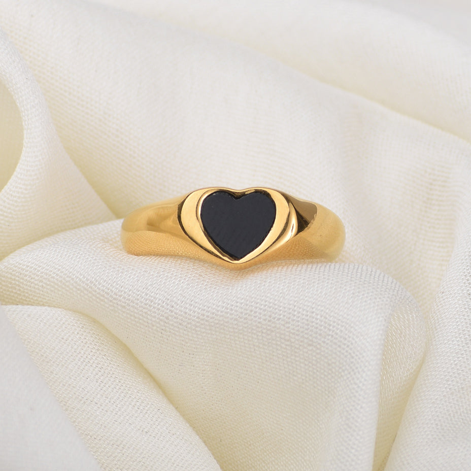 Shop Black Heart Ring- 18k Gold Plated Palmonas-6