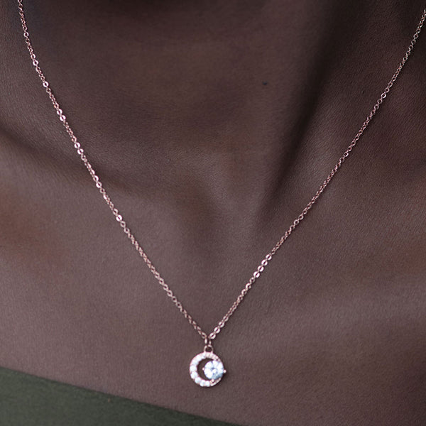 Cirque Solitaire Necklace- 18k Rose Gold Plated