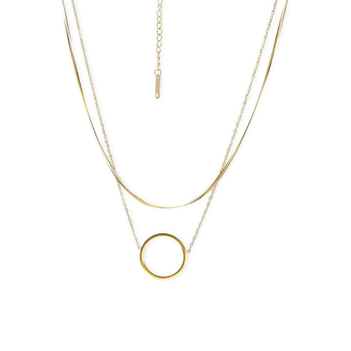 Shop Circle Ring Double Layer Necklace- 18k Gold Plated Palmonas-5