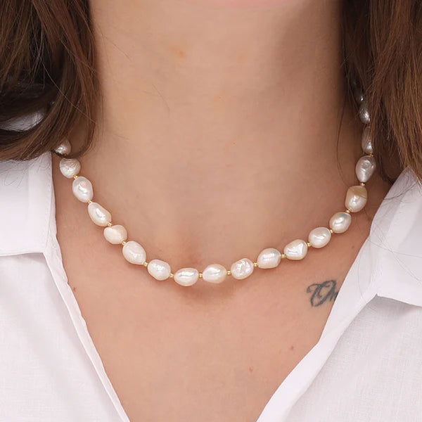 Bold & Beautiful Pearl Necklace- 18k Gold Plated