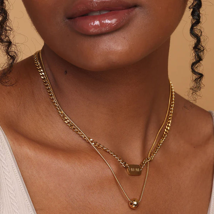 Shop Double Layer Mom cuban chain Necklace | 18K Gold Plated Palmonas-1