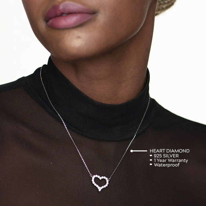 Shop Heart Diamond Necklace- 925 Silver Palmonas-3