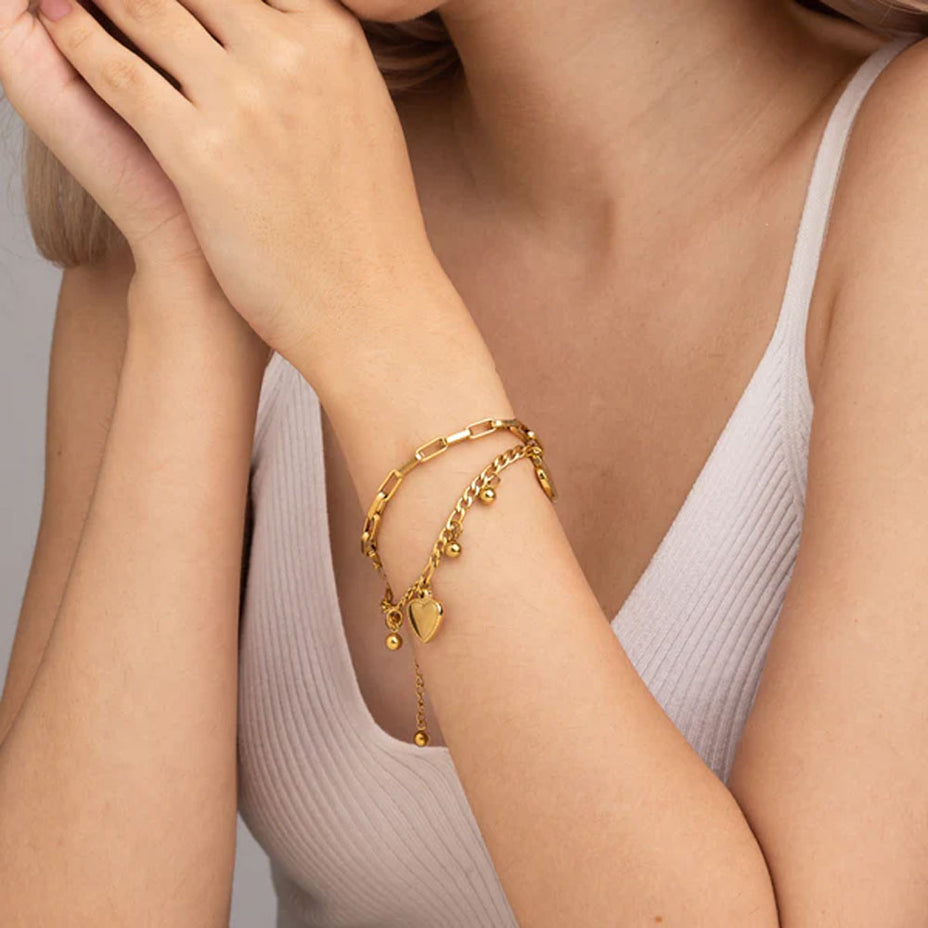 Hearts All Over Bracelet- 18k Gold Plated