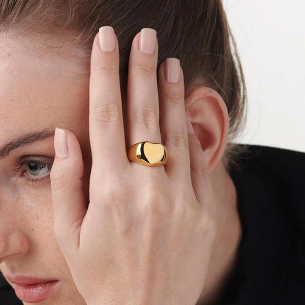 Chunky Heart Ring- 18k Gold Plated