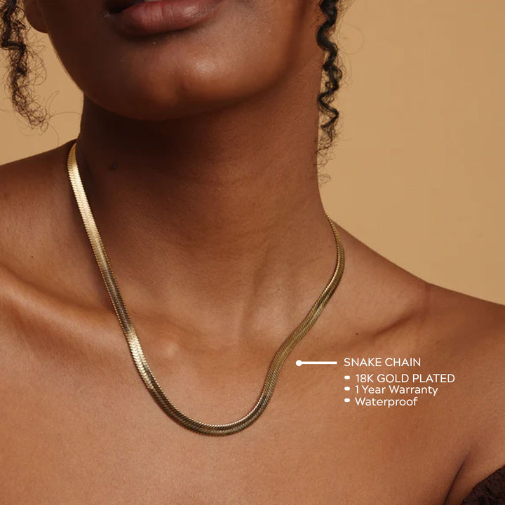 Shop Snake Chain Necklace- 18k Gold Plated Palmonas-3