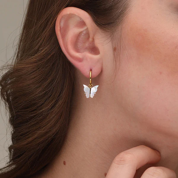 Annabelle Butterfly Hoop Earrings- 18k Gold Plated