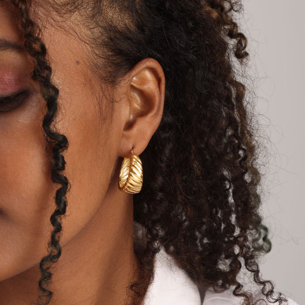 Circle Helical Hoop Earrings- 18k Gold Plated