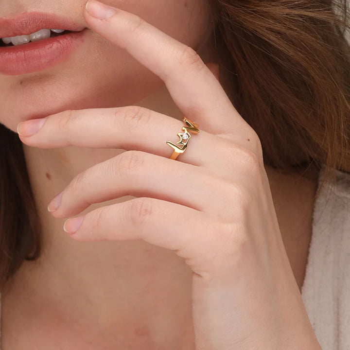 Shop Love Script Ring- 18k Gold Plated Palmonas-4