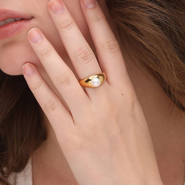 Shop Bold Pearl Ring- 18k Gold Plated Palmonas-3
