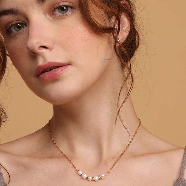 Shop Pearl Lip Chain Necklace | 18K Gold Plated Palmonas-4