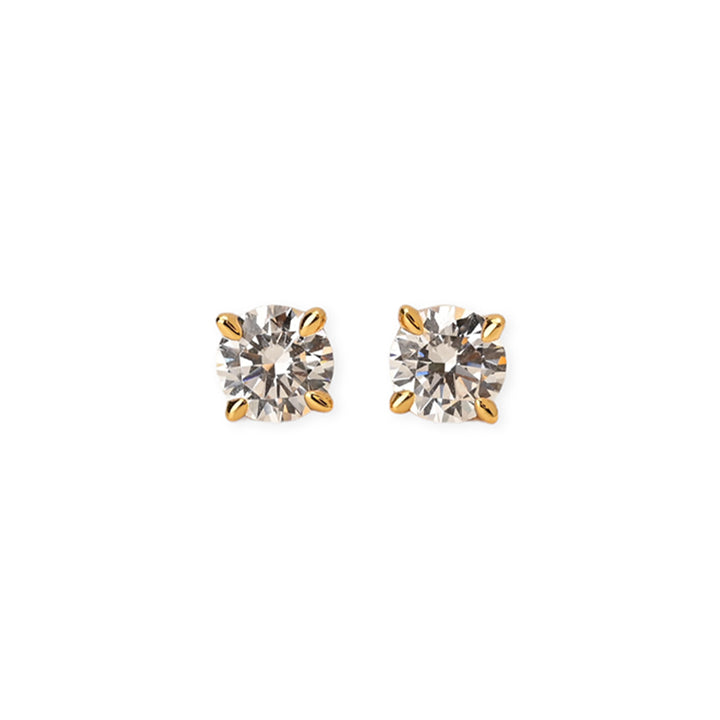 Shop Round Brilliant Cut Diamond Stud Earrings | 18k Gold Plated Palmonas-7