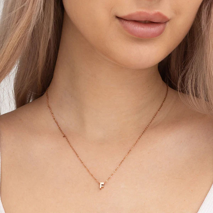 Shop Small Letter Necklace- 18k Rose Gold Plated Palmonas-15