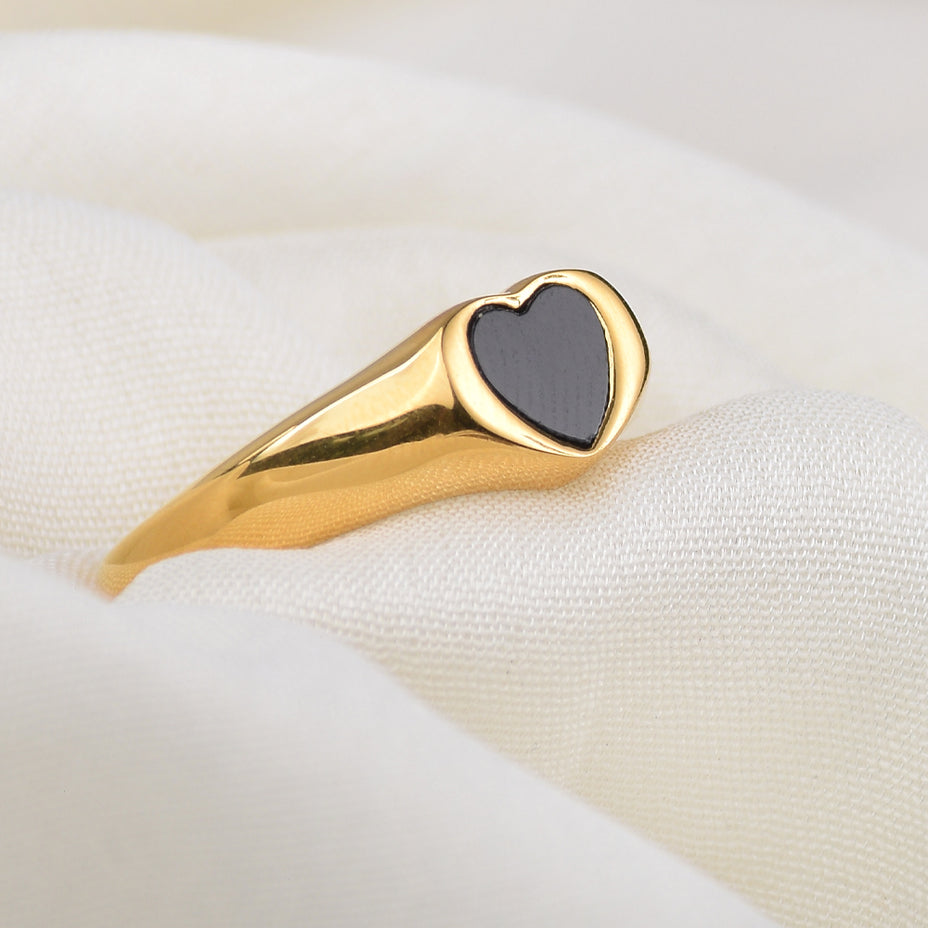 Shop Black Heart Ring- 18k Gold Plated Palmonas-7