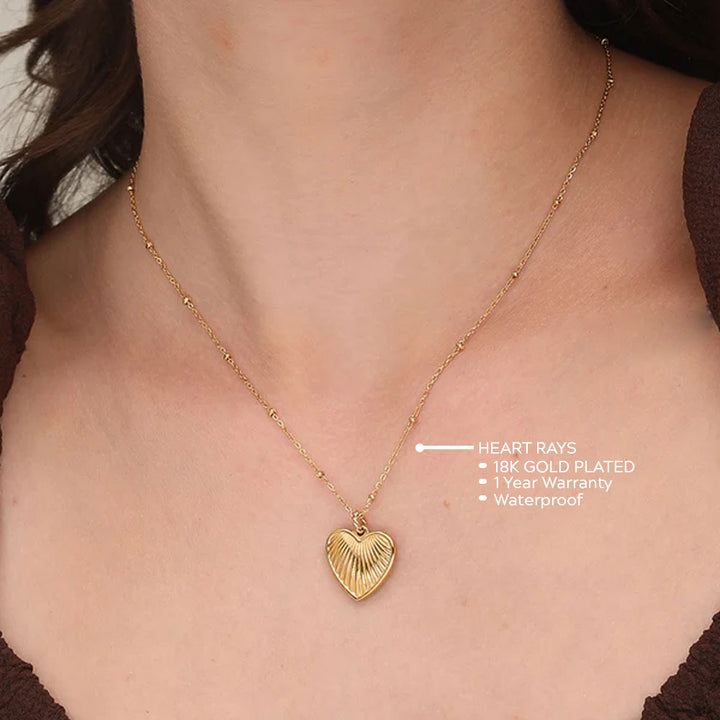 Shop Heart Rays Necklace | 18k Gold Plated Palmonas-3