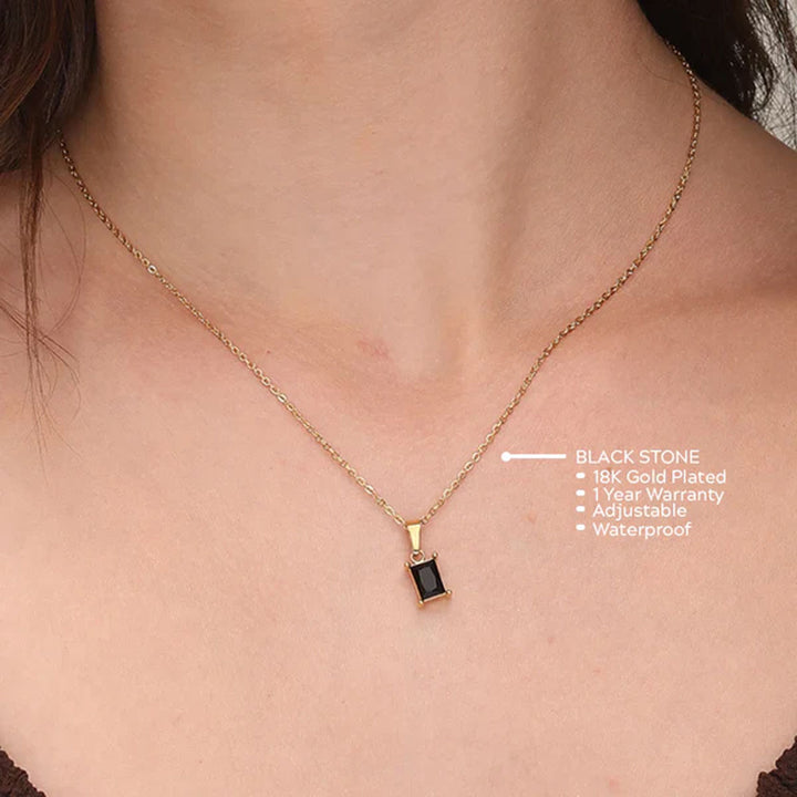 Shop Black Stone Necklace- 18k Gold Plated Palmonas-3