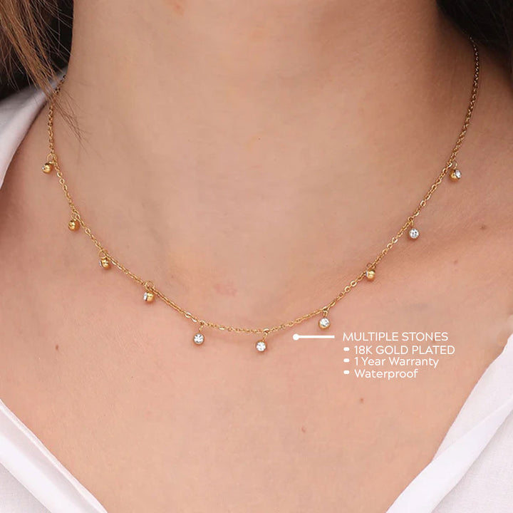 Shop Multiple Stones Necklace- 18k Gold Plated Palmonas-2