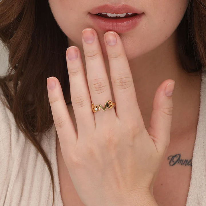 Shop Love Script Ring- 18k Gold Plated Palmonas-3