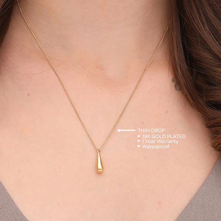 Shop Thin Drop Necklace- 18k Gold Plated Palmonas-3