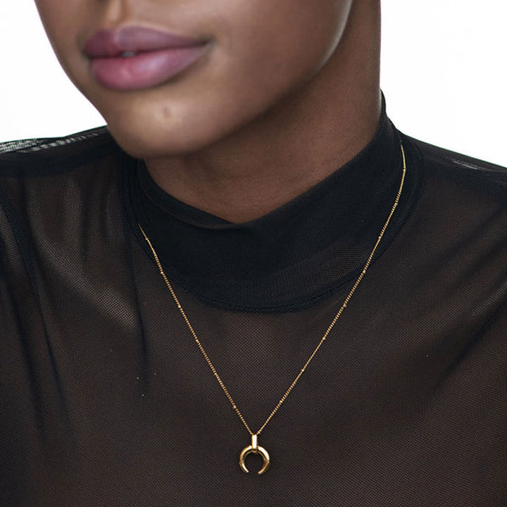 Shop Tiny Horn Necklace- 18k Gold Plated Palmonas-1