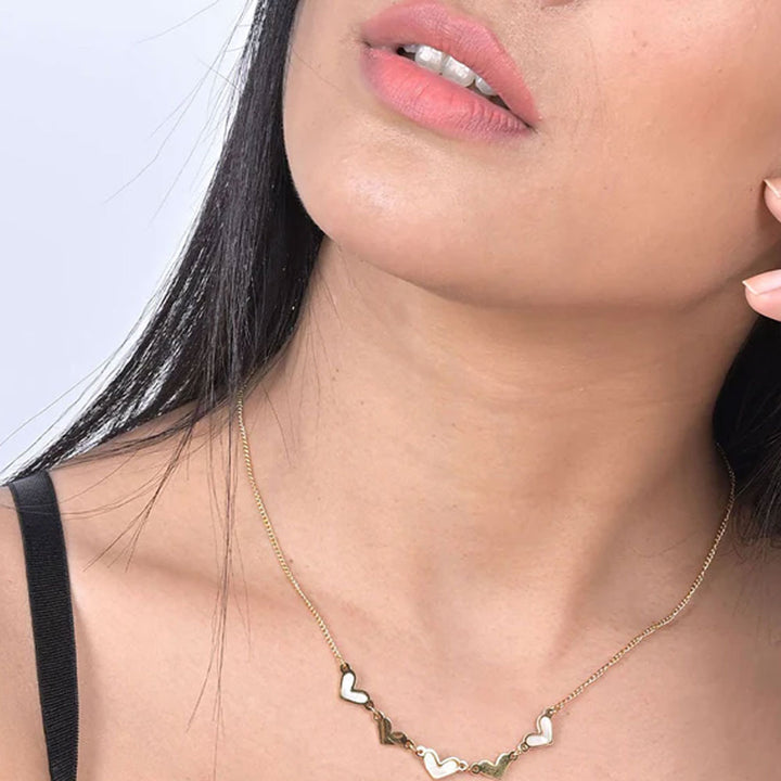 Shop Heart White Pearl Enamel Necklace | 18k Gold Vermeil Palmonas-4