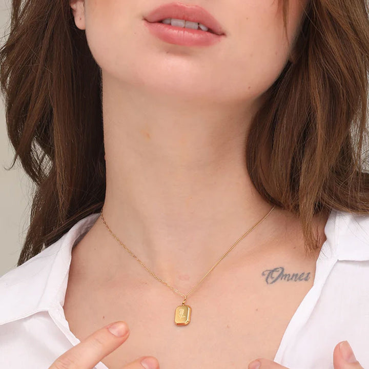 Shop Engraved Rose Necklace- 18k Gold Plated Palmonas-5