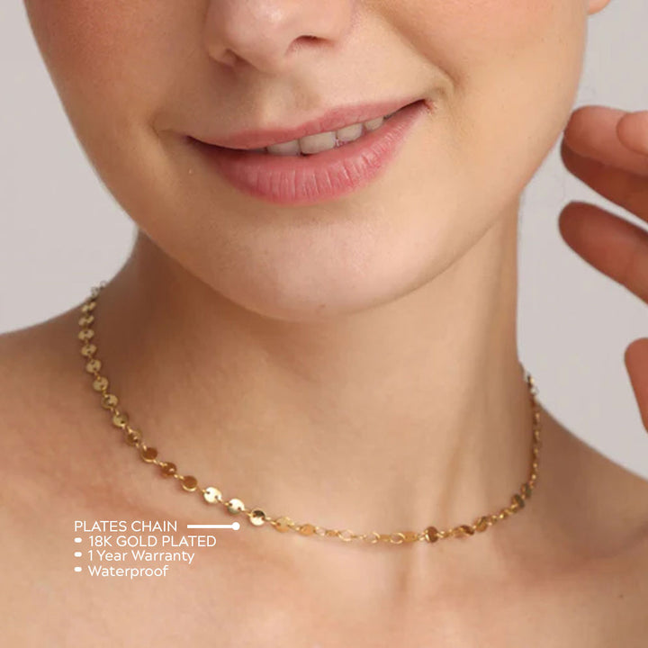 Shop Plates Chain Necklace- 18k Gold Plated Palmonas-3