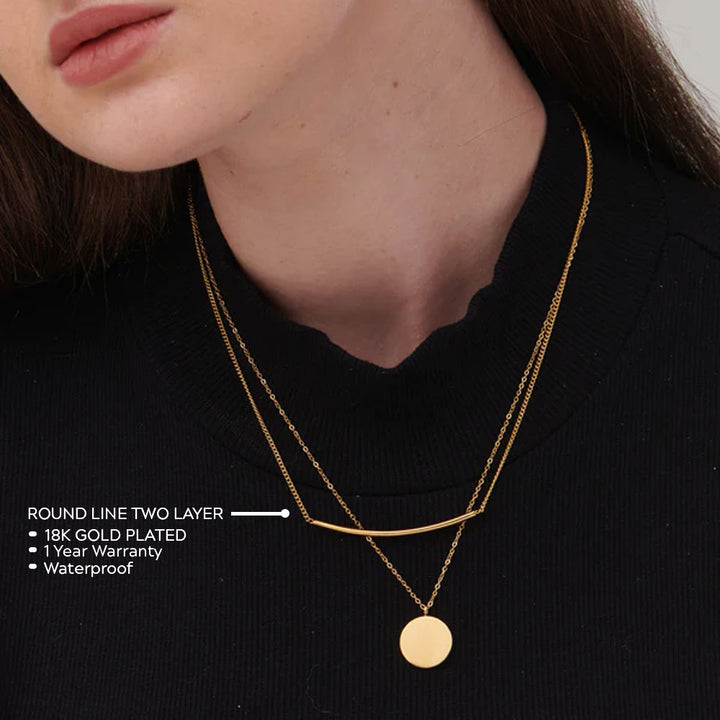 Shop Round Line Two Layer Necklace- 18k Gold Plated Palmonas-3