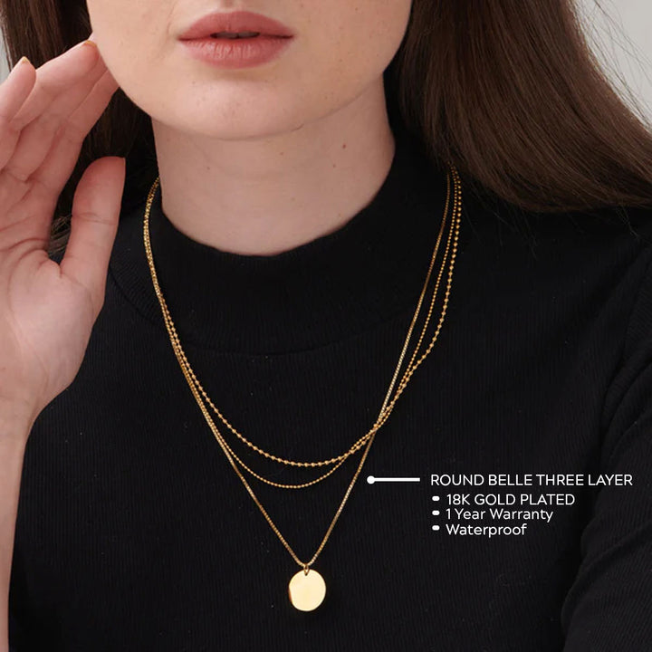 Shop Round Belle Three Layer Necklace- 18k Gold Plated Palmonas-3