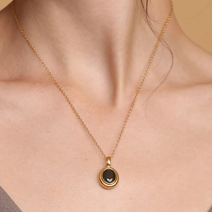 Shop Black Emerald Oval Pendant -18K Gold PLATED Palmonas-6