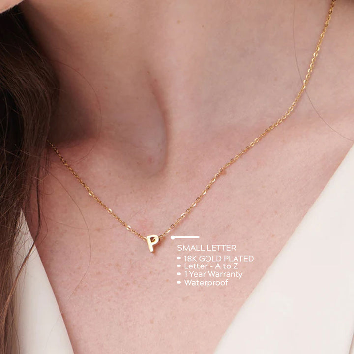 Shop Small Letter Necklace- 18k Gold Plated Palmonas-2