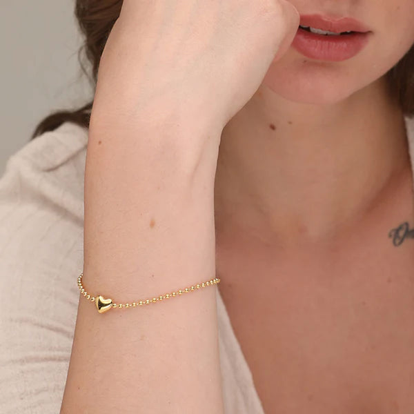 Heart Chain Bracelet- 18k Gold Plated