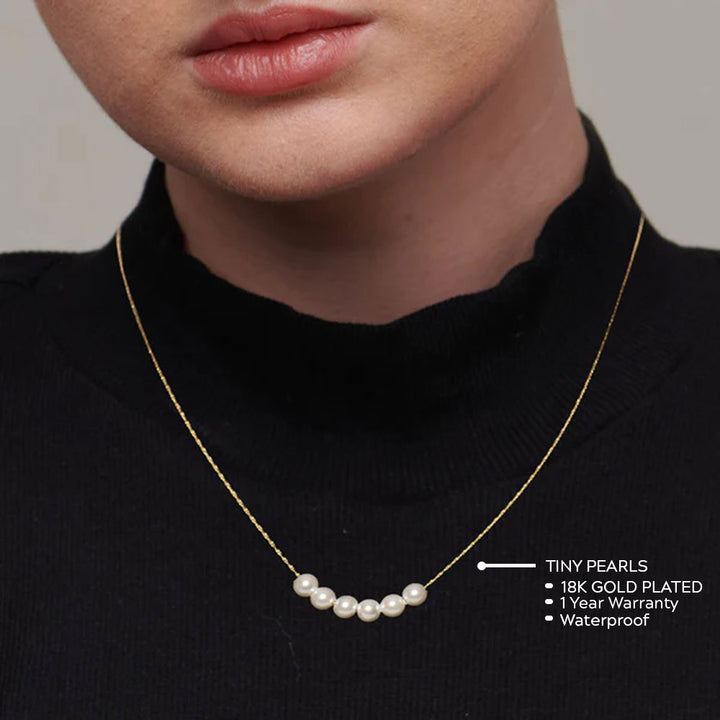 Shop Sakshee Mahesh loves Tiny Pearls Necklace- 18k Gold Plated Palmonas-5