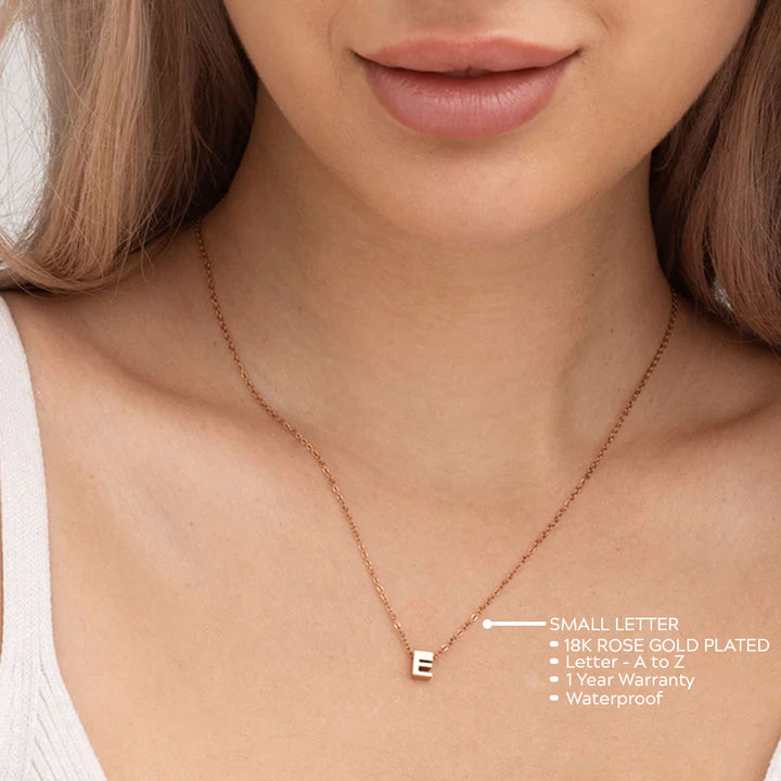 Shop Small Letter Necklace- 18k Rose Gold Plated Palmonas-2