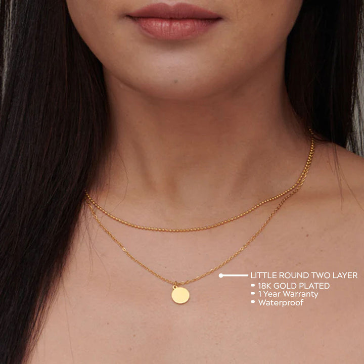 Shop Little Round Two Layer Necklace- 18k Gold Plated Palmonas-3