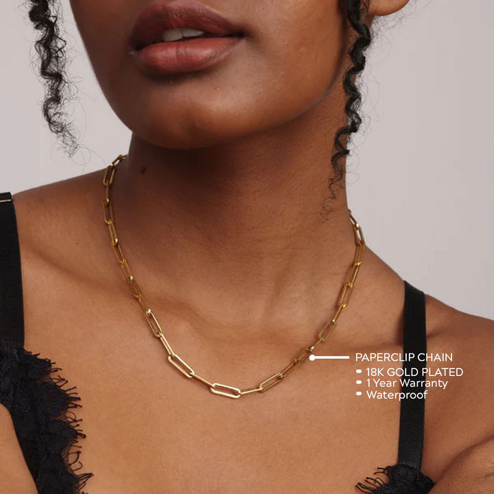 Shop Paperclip Chain Necklace- 18k Gold Plated Palmonas-3