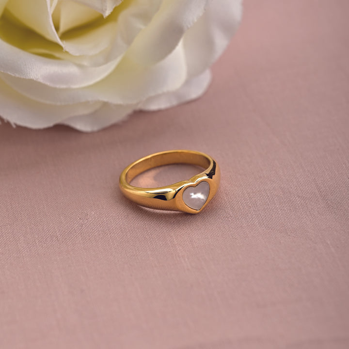 Shop White Heart Ring- 18k Gold Plated Palmonas-5
