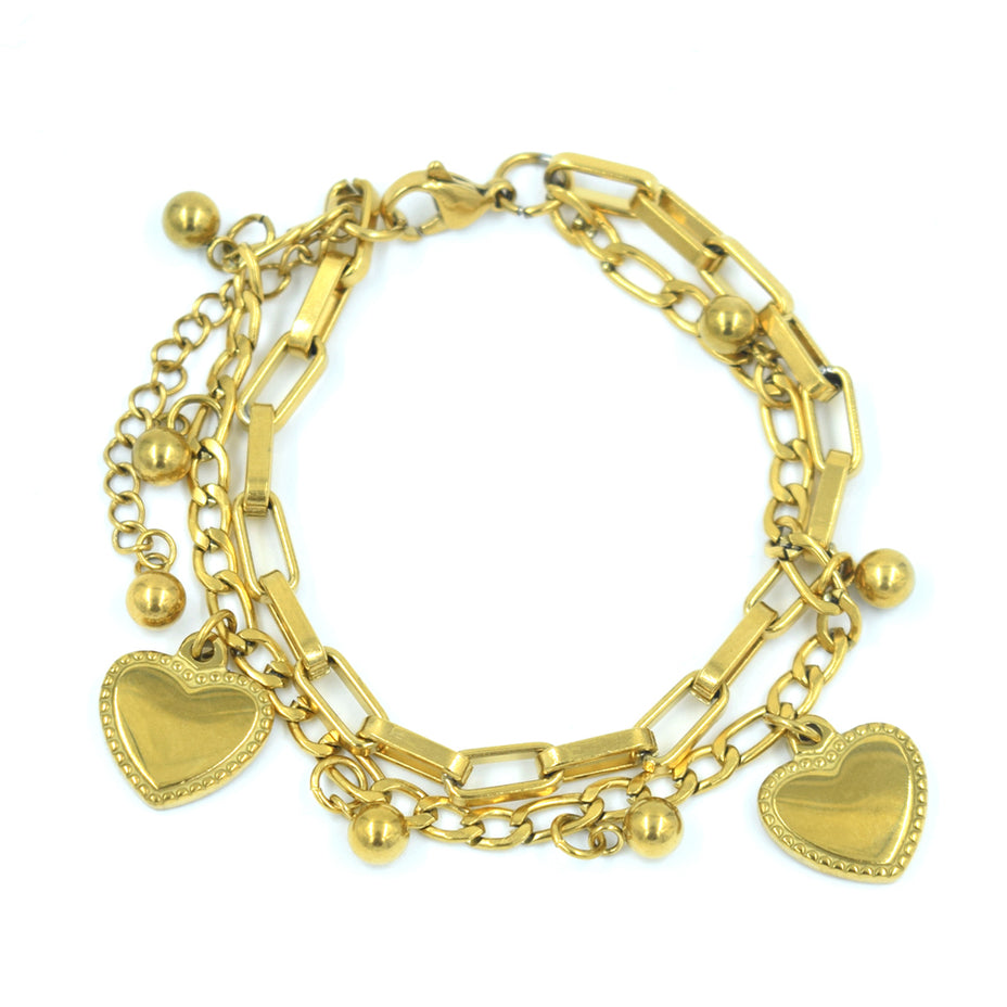 Heart All Over Charm Bracelet for Girlfriend - 18k Gold Plated - palmonas