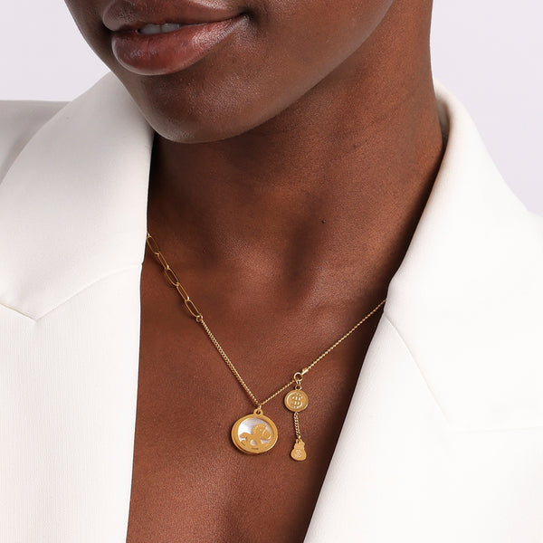 Unicorn White Pearl Enamel Necklace | 18k Gold Plated