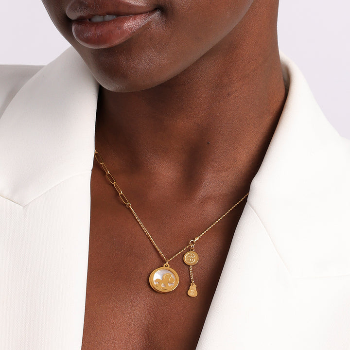 Shop Unicorn White Pearl Enamel Necklace | 18k Gold Plated Palmonas-1