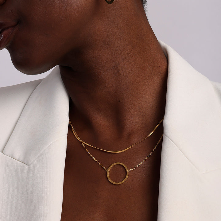 Shop Circle Ring Double Layer Necklace- 18k Gold Plated Palmonas-1