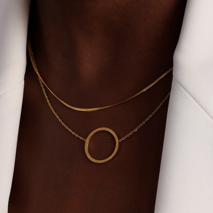 Shop Circle Ring Double Layer Necklace- 18k Gold Plated Palmonas-4