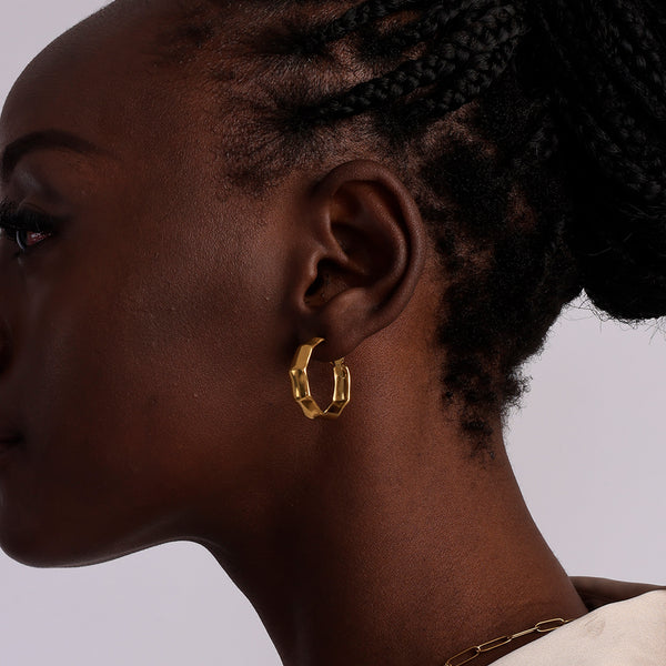 Octagon Hoop Earrings | 18k Gold Plated