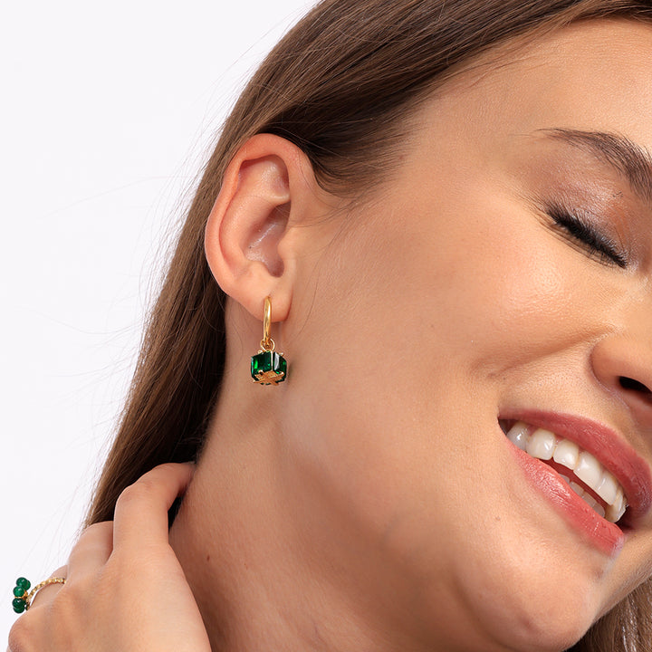 Shop Emerald Hoop Earrings Palmonas-5