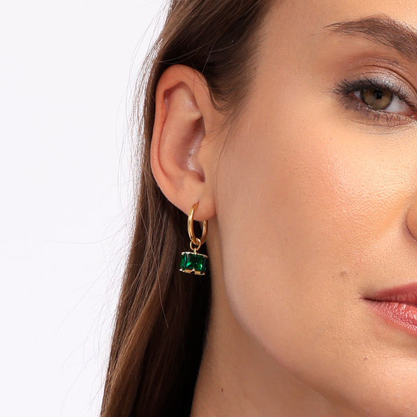 Shop Emerald Hoop Earrings Palmonas-1