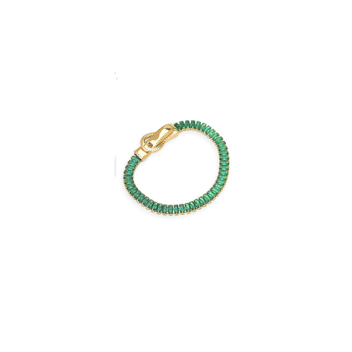 Shop Green Baguette Tennis Bracelet | 18k Gold Plated Palmonas-5