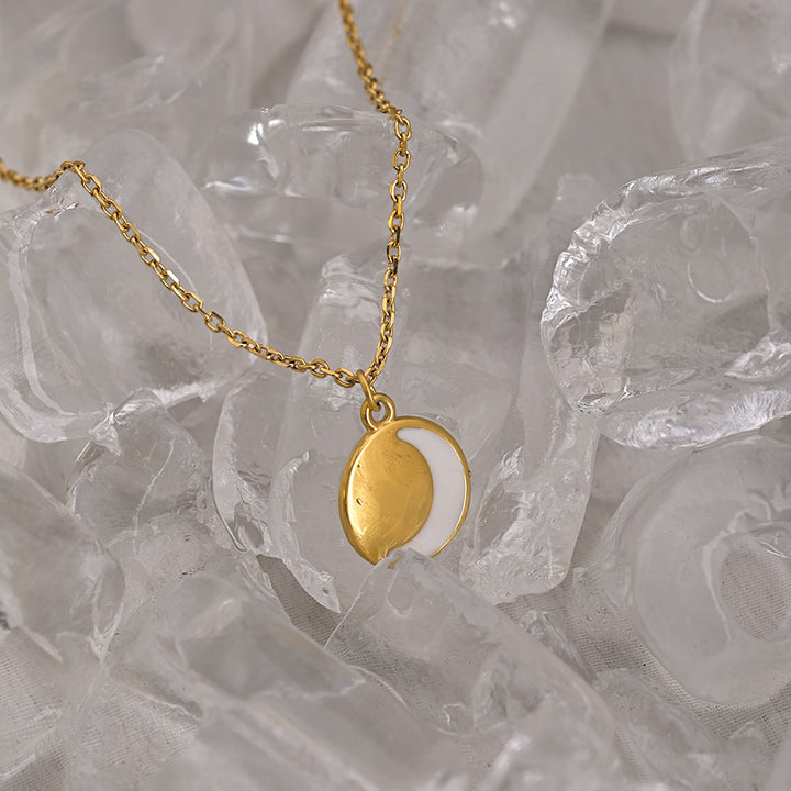 Shop White Shine Half Moon Pendant | 18k Gold Plated Palmonas-3